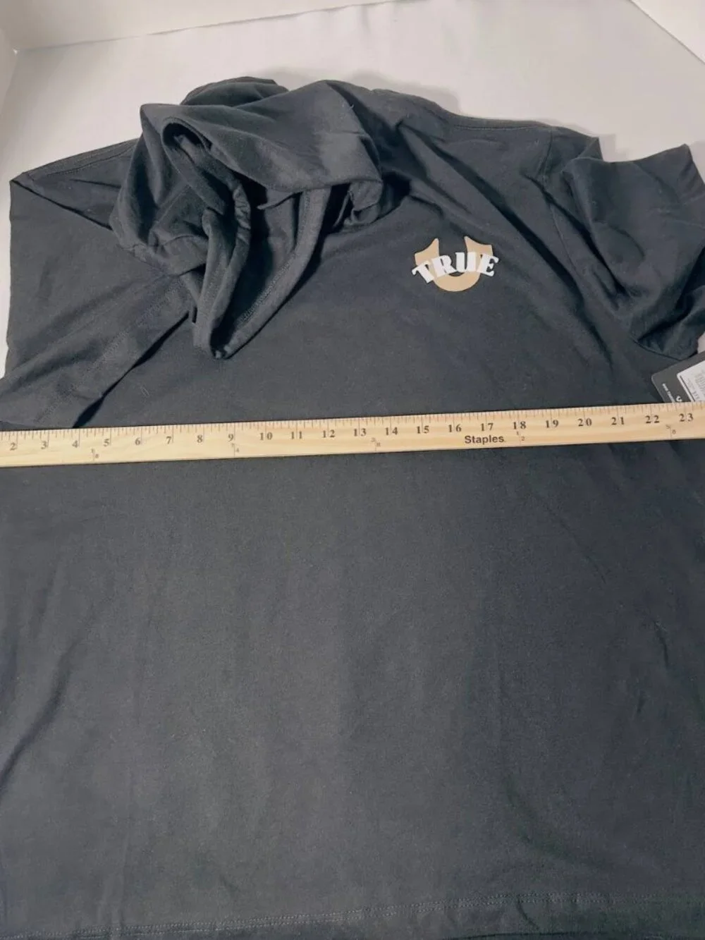 True Religion Men's Circular Hooded Tee – Jet Black – Size L – New